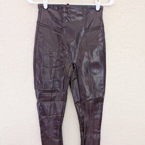 SPANX Patent Leather Leggings Maroon Size S NWOT